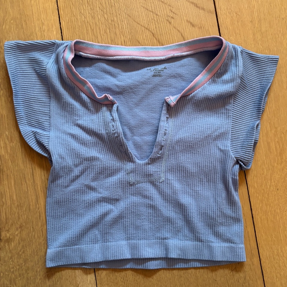 UO Out from Under For Gold seamless ribbed crop top in blue